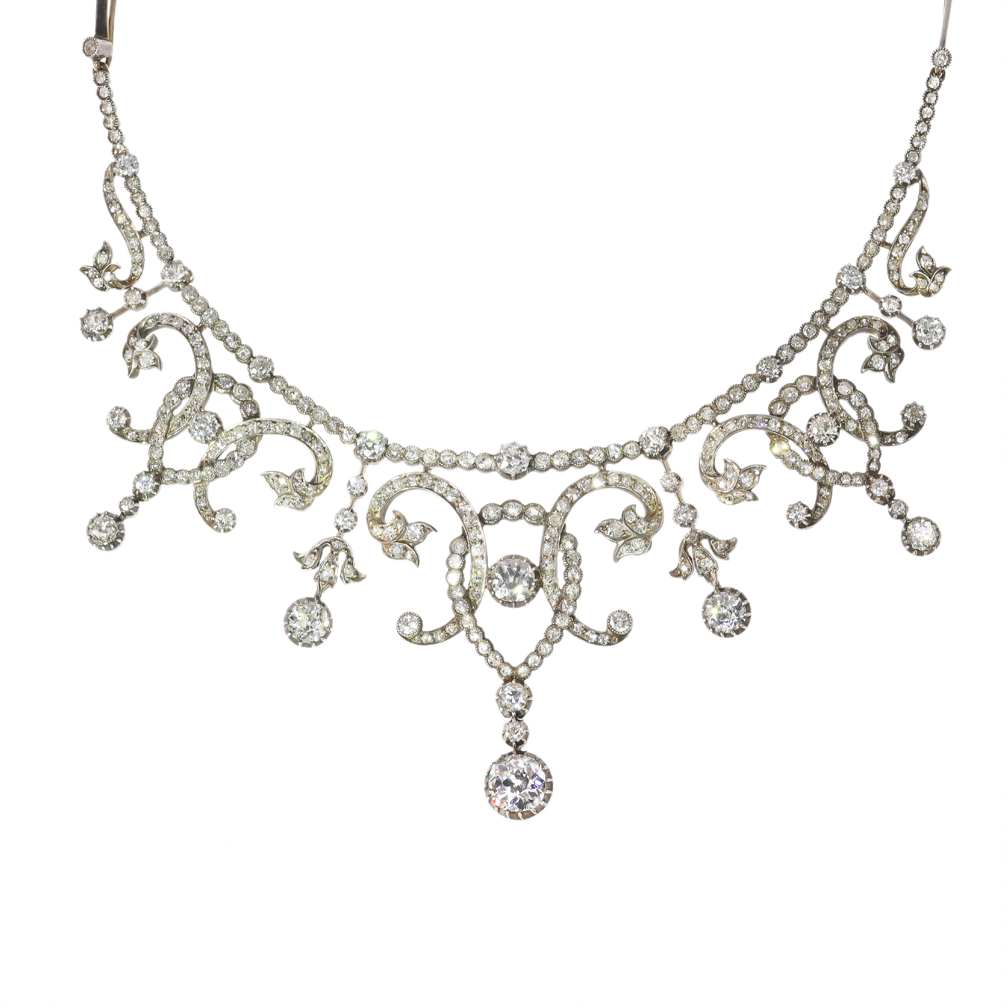Romantic Victorian Diamond Garland Choker, over 13 carats of natural diamonds